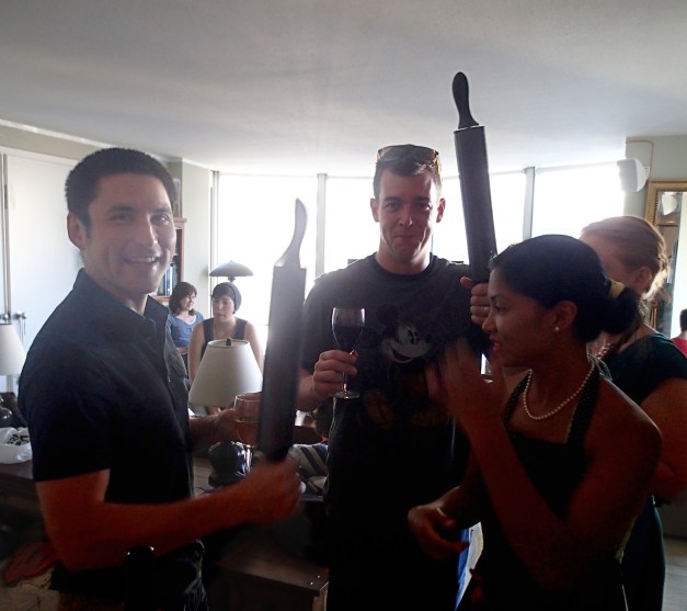 Men with tools... of baking, and destruction.